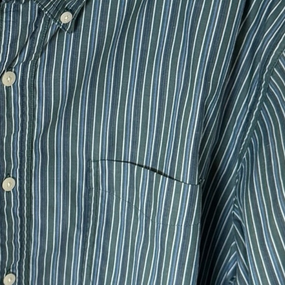 Chaps Long Sleeve Striped Shirt Button Down Shirt Green XL - Picture 4 of 6